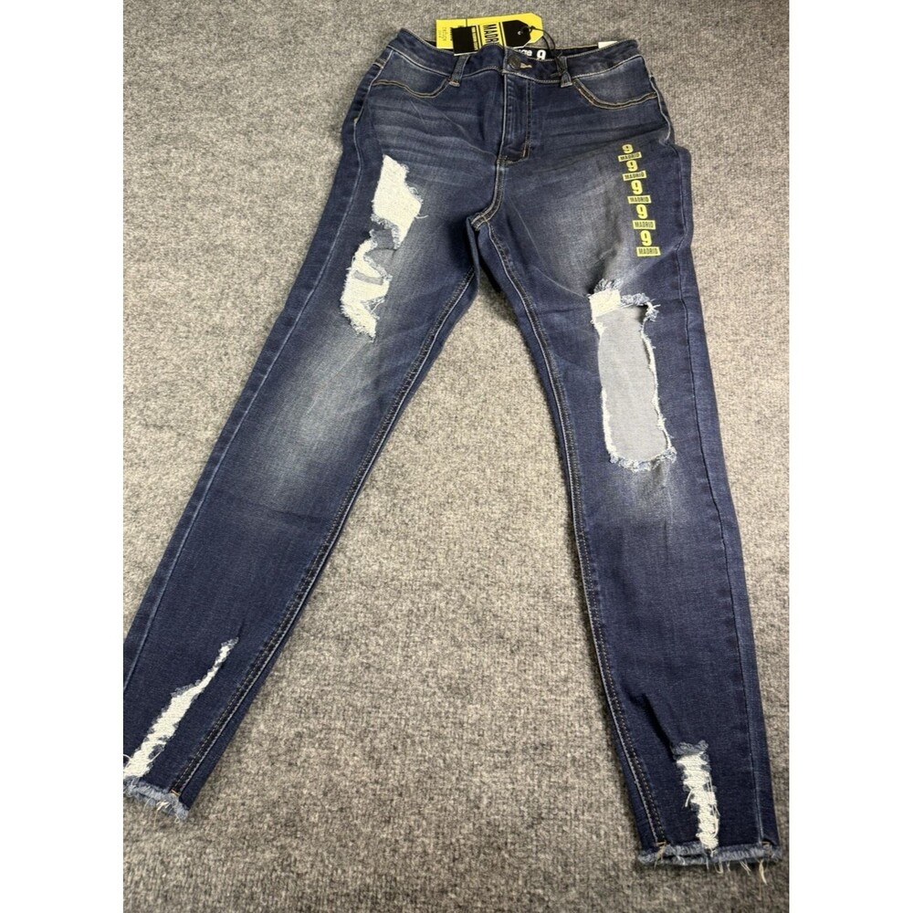NWT Refuge Madrid High Rise Jeggings Size 9 Distressed Skinny Jeans Blue Denim